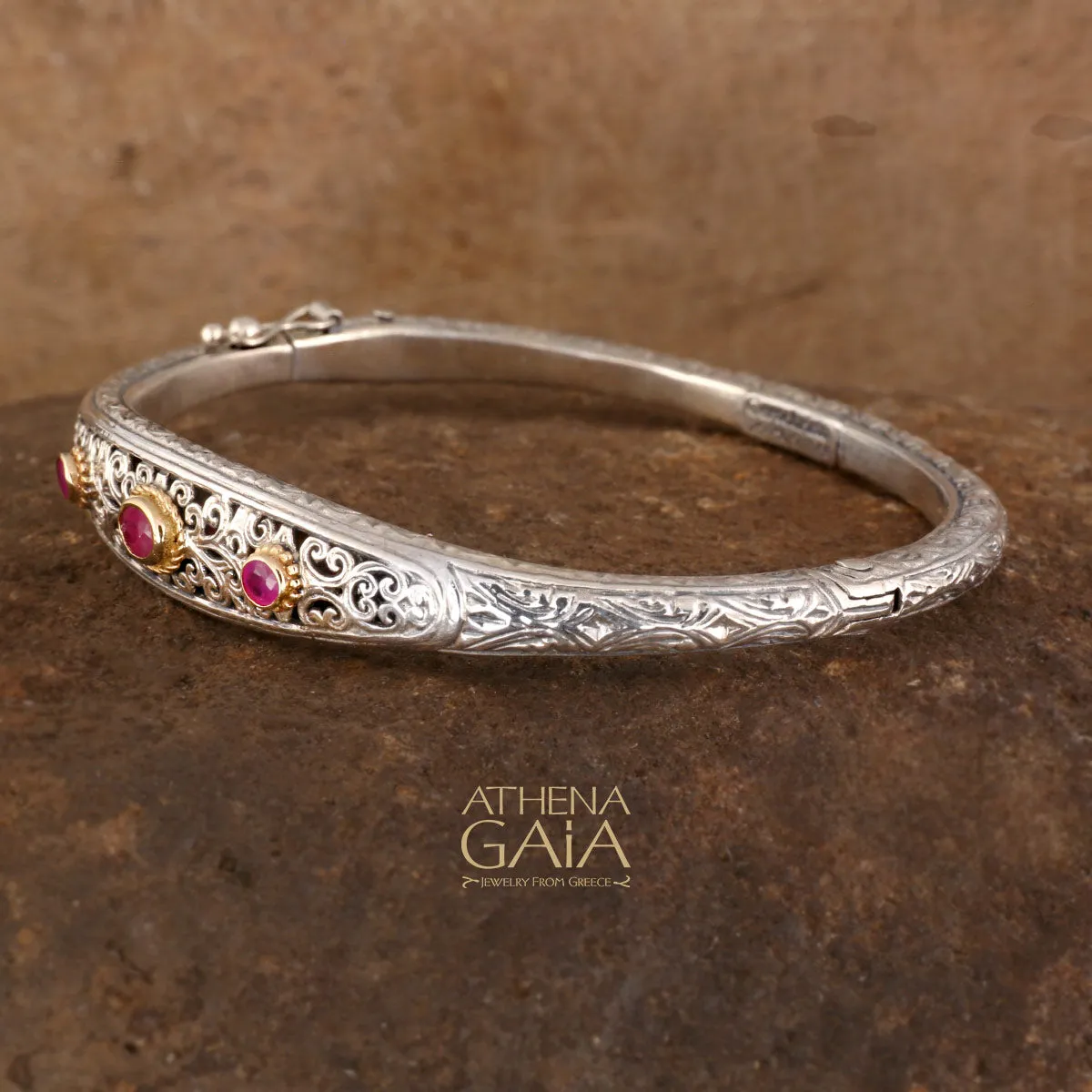 Mediterranean Silver Thin Bangle Bracelet