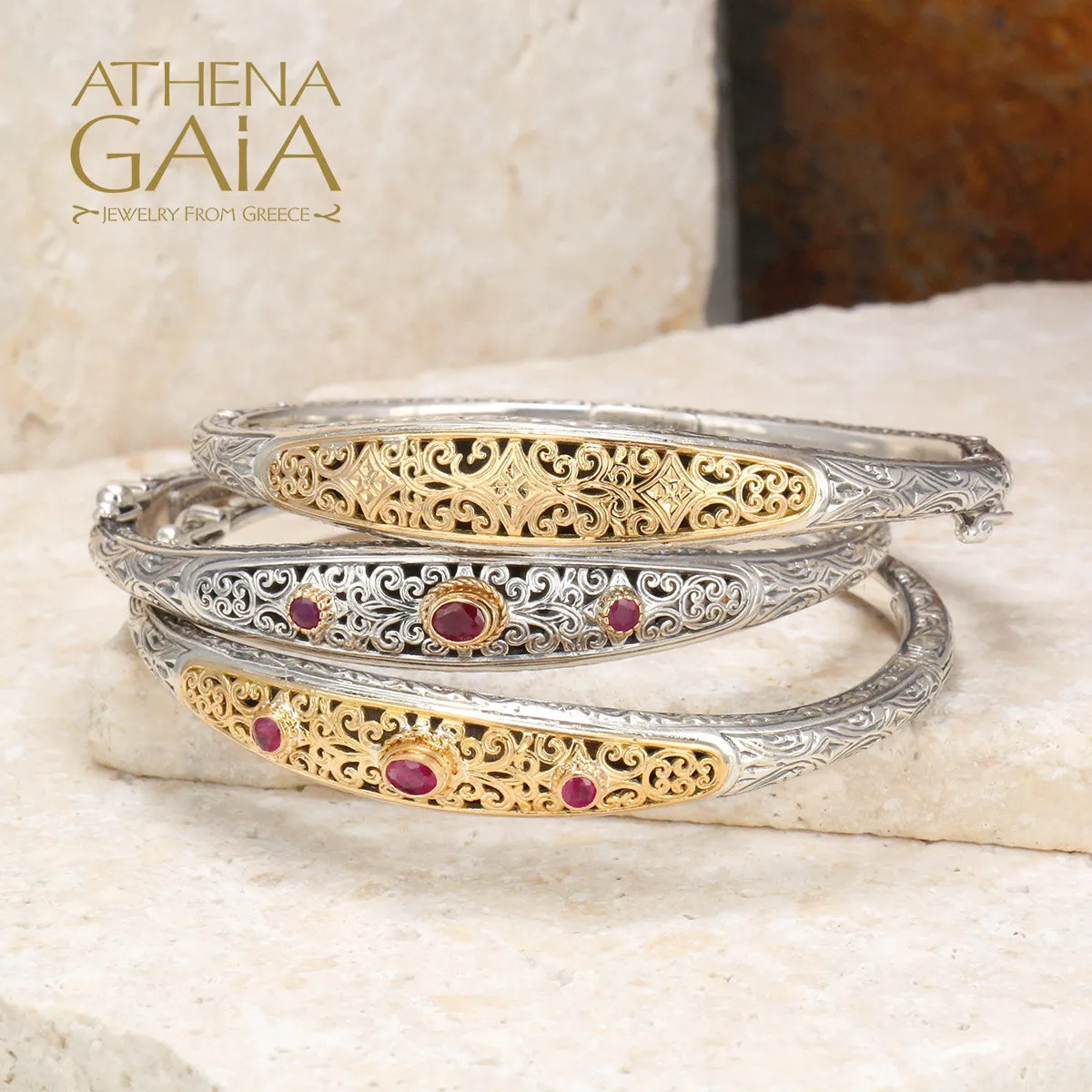 Mediterranean Silver Thin Bangle Bracelet