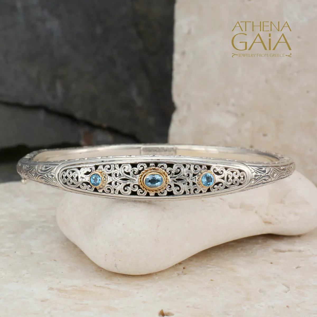 Mediterranean Silver Thin Bangle Bracelet