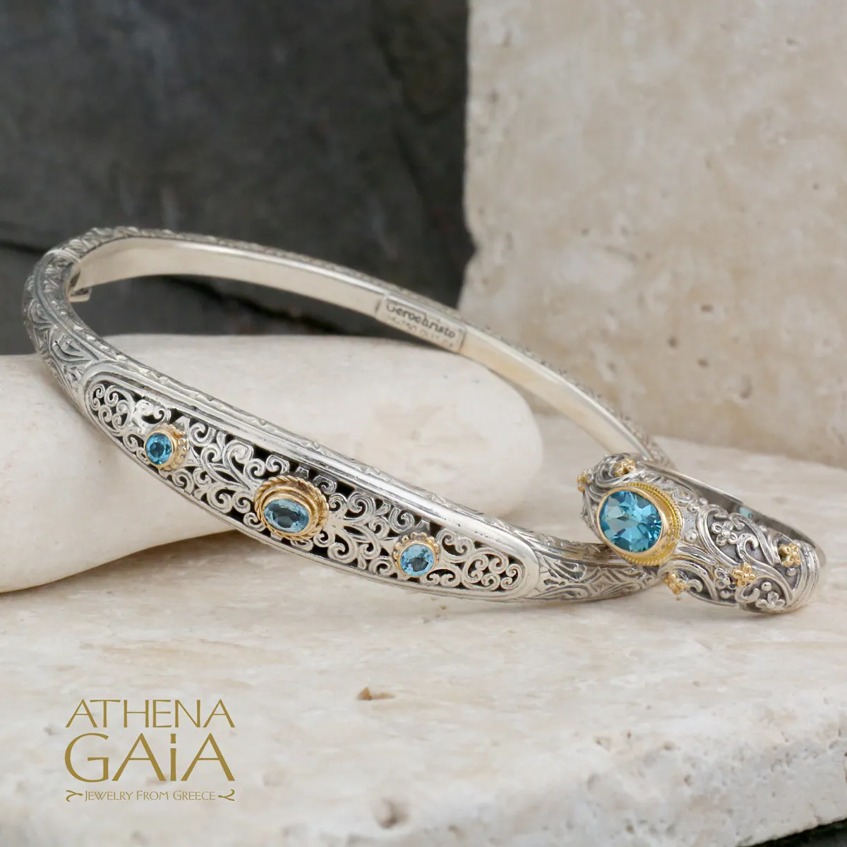 Mediterranean Silver Thin Bangle Bracelet