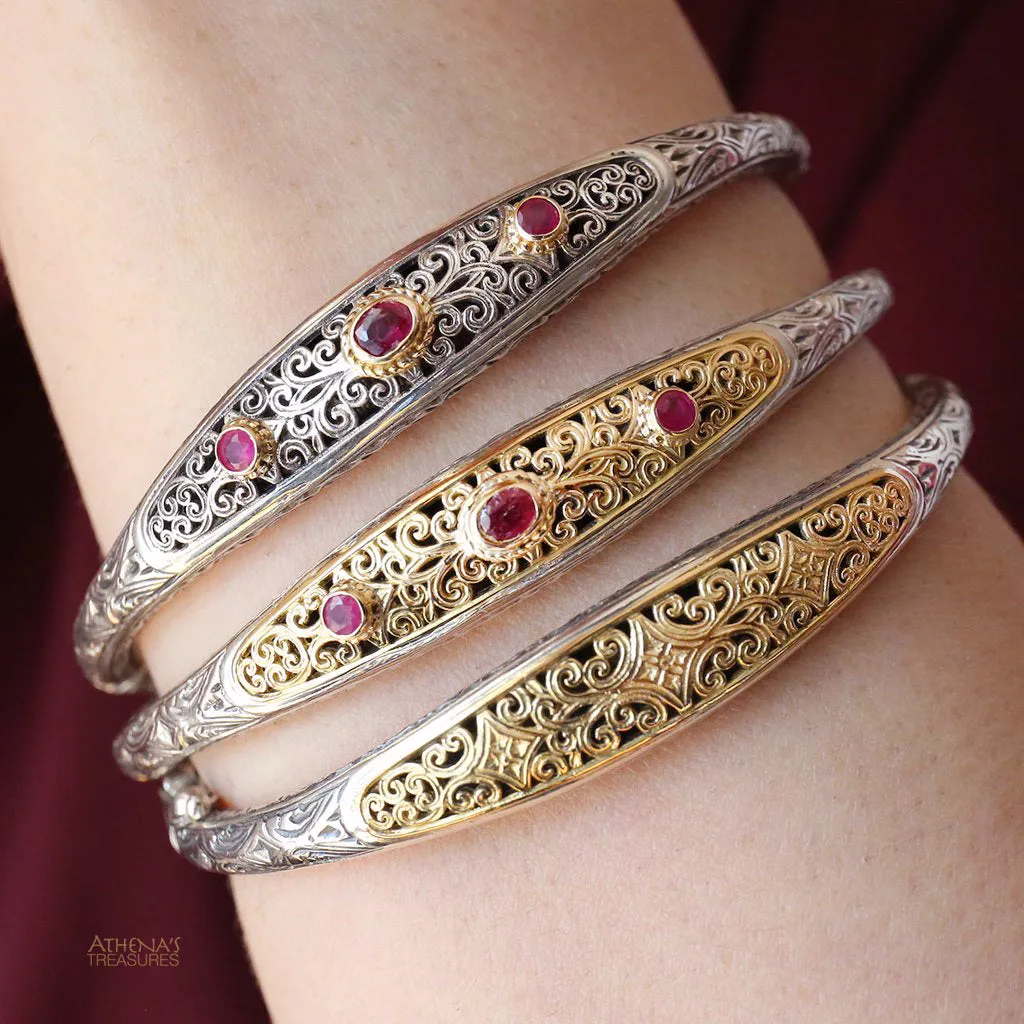 Mediterranean Silver Thin Bangle Bracelet