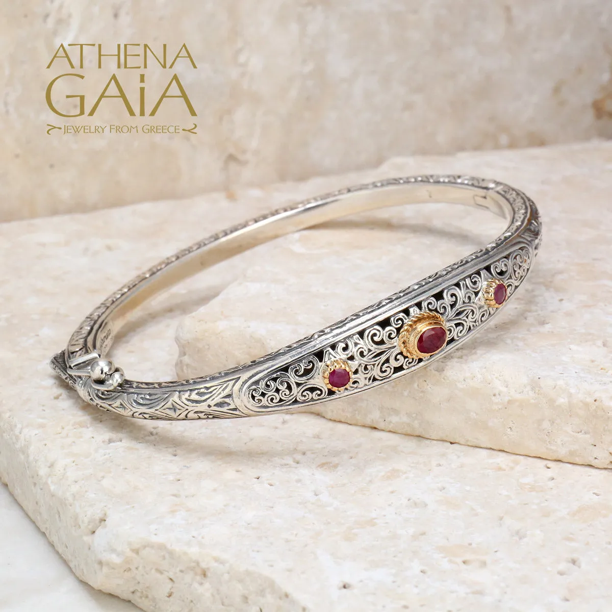 Mediterranean Silver Thin Bangle Bracelet