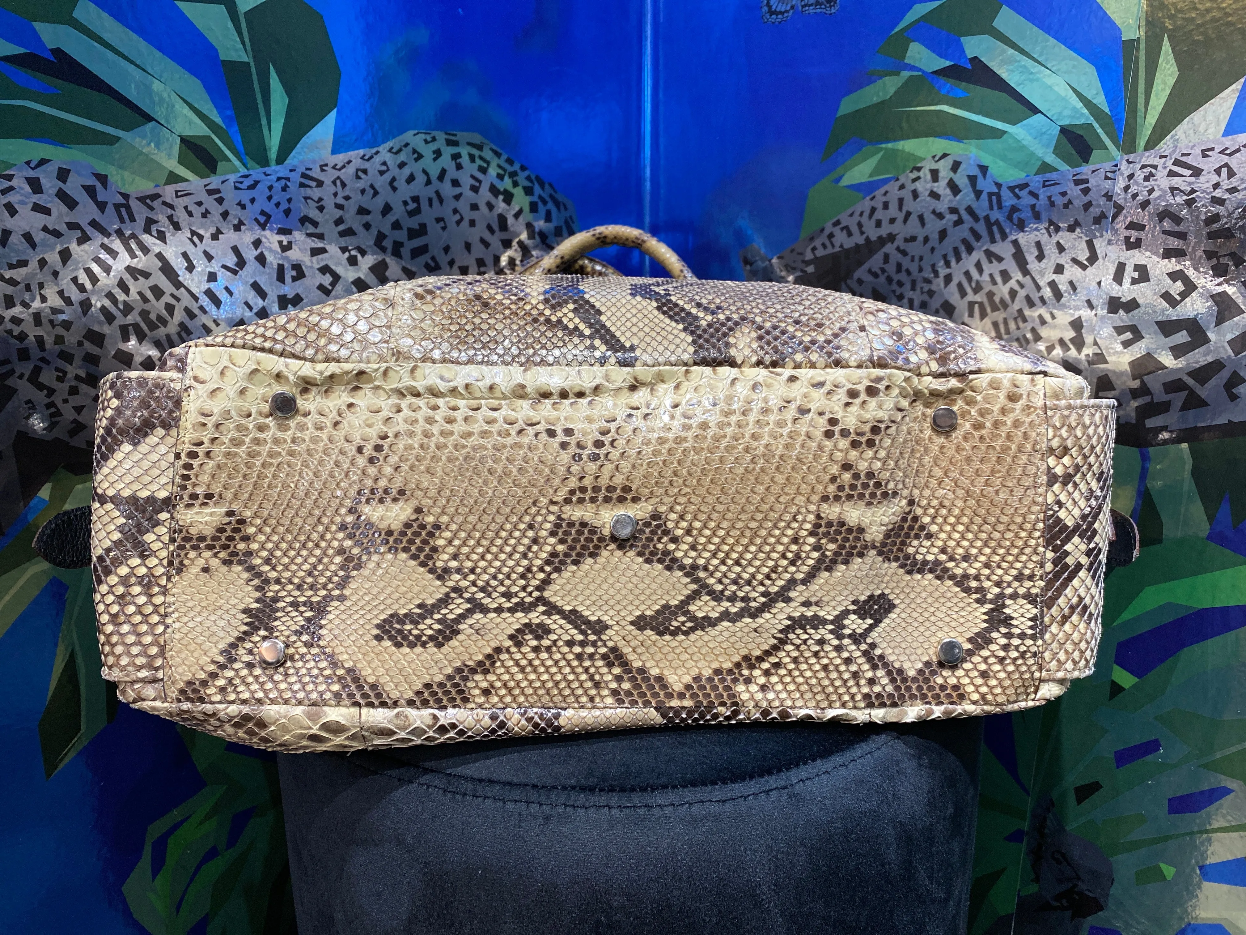 Menotti: Python Snakeskin Top Handle Purse