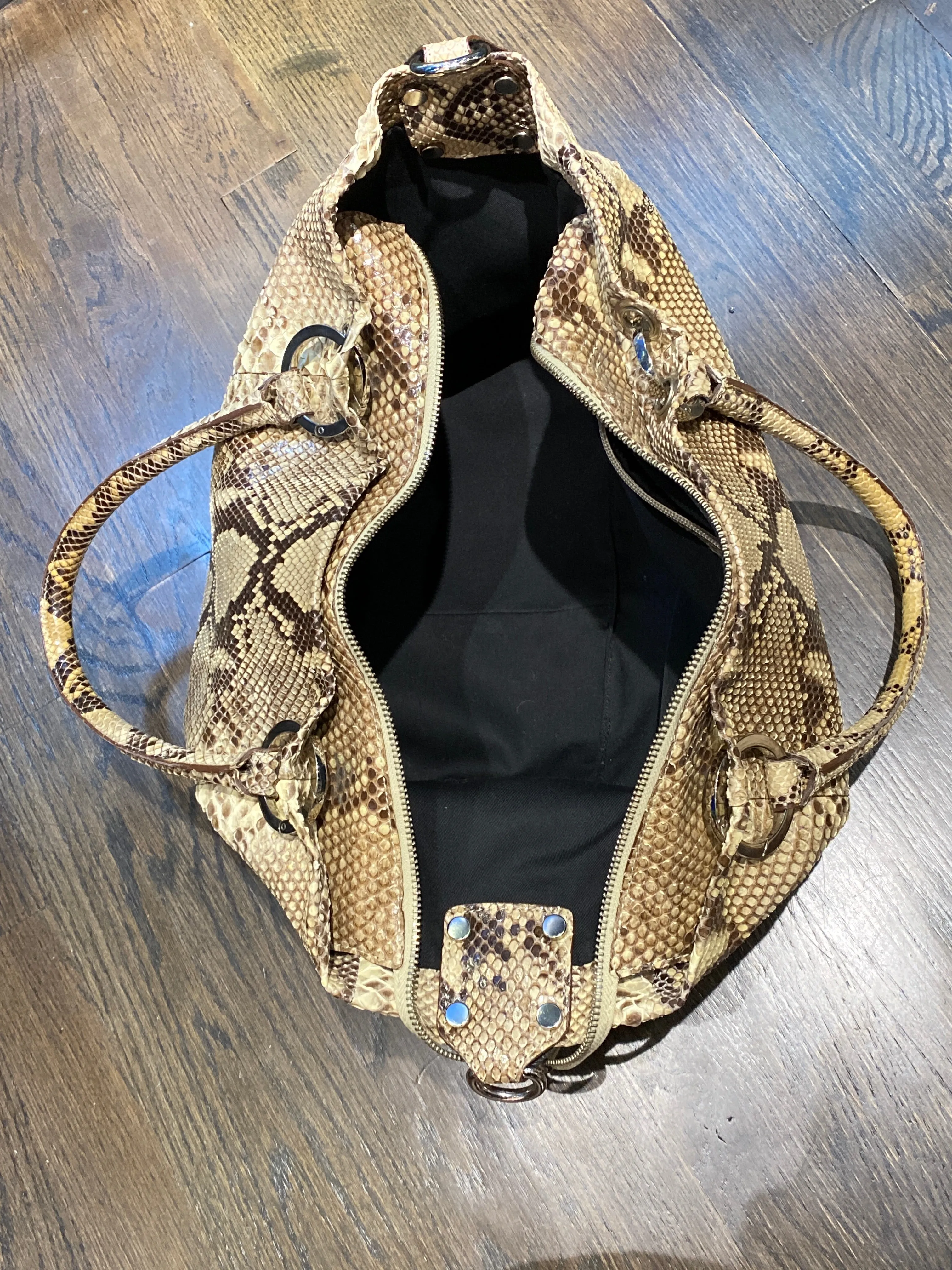 Menotti: Python Snakeskin Top Handle Purse