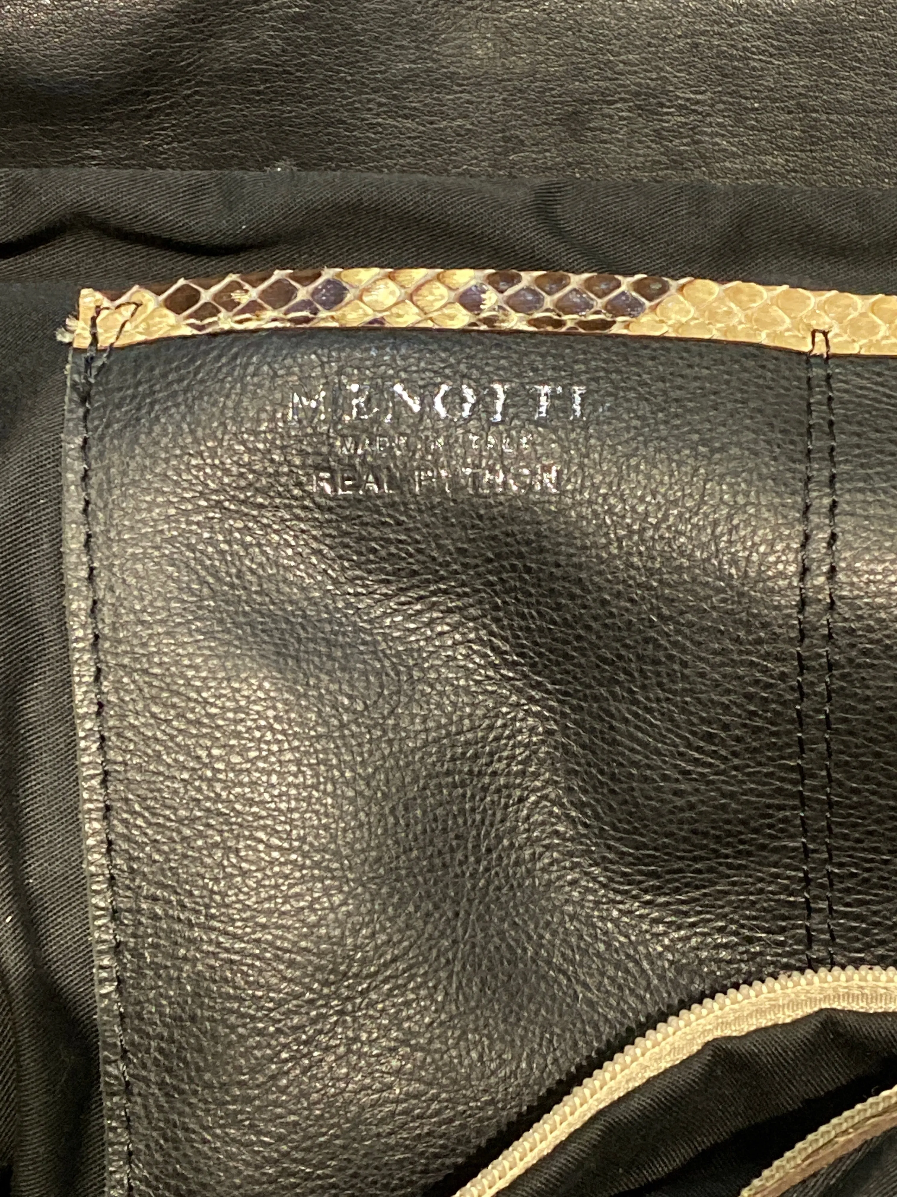 Menotti: Python Snakeskin Top Handle Purse