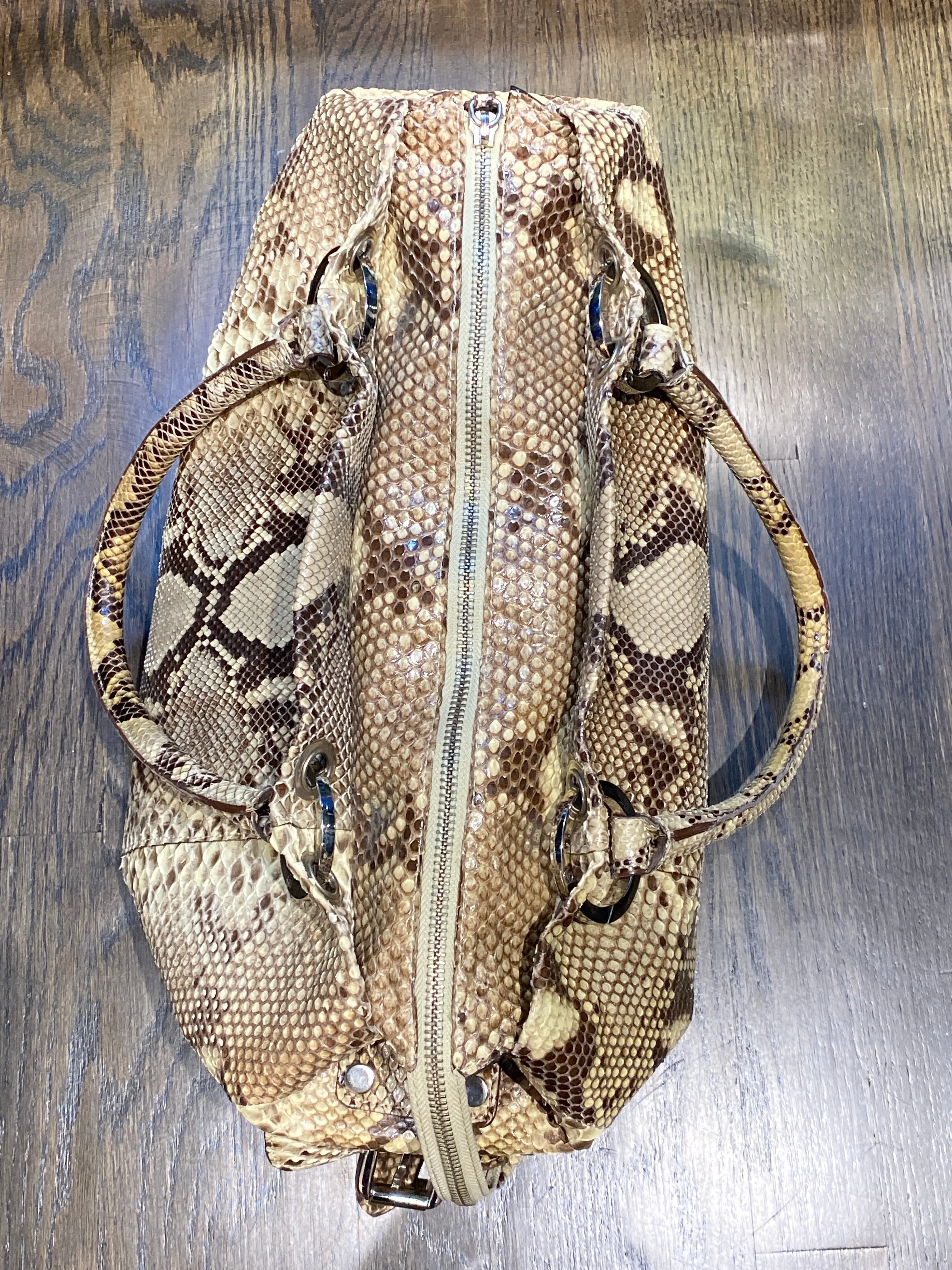 Menotti: Python Snakeskin Top Handle Purse