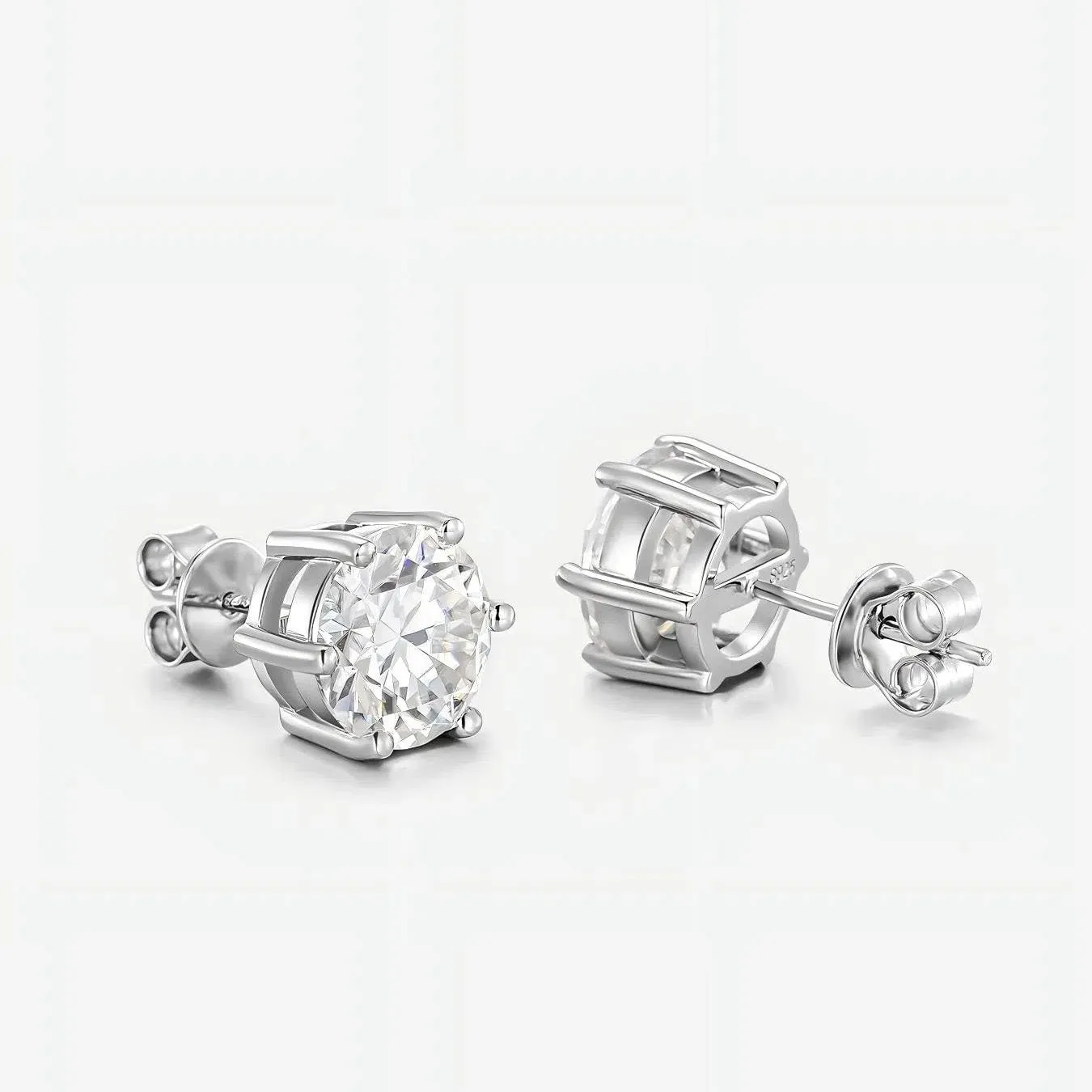 Men's Moissanite Big Earring Studs in 925 Sterling Silver - 9mm