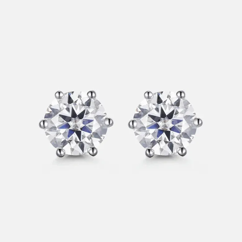 Men's Moissanite Big Earring Studs in 925 Sterling Silver - 9mm