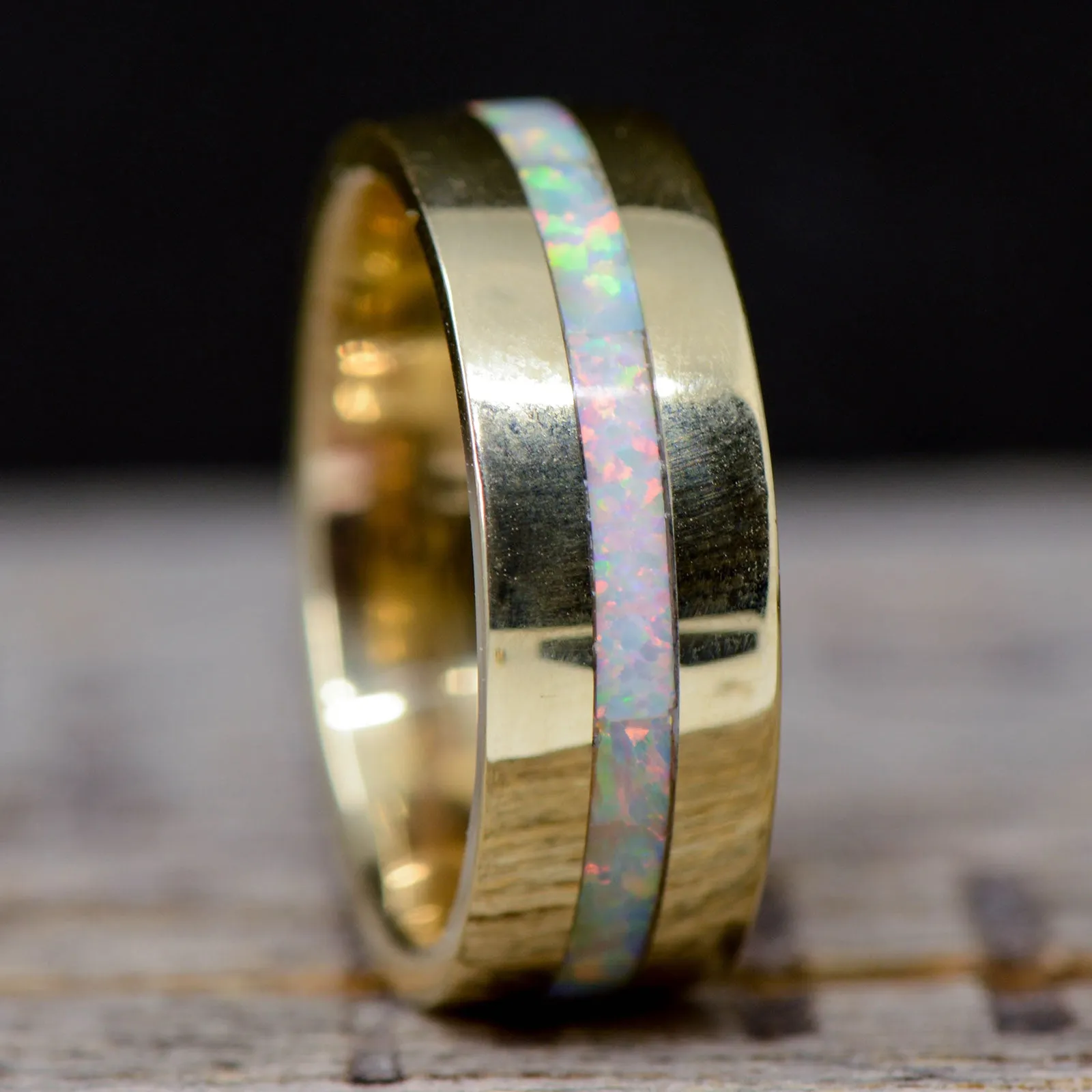 Metal, White Opal Inlay