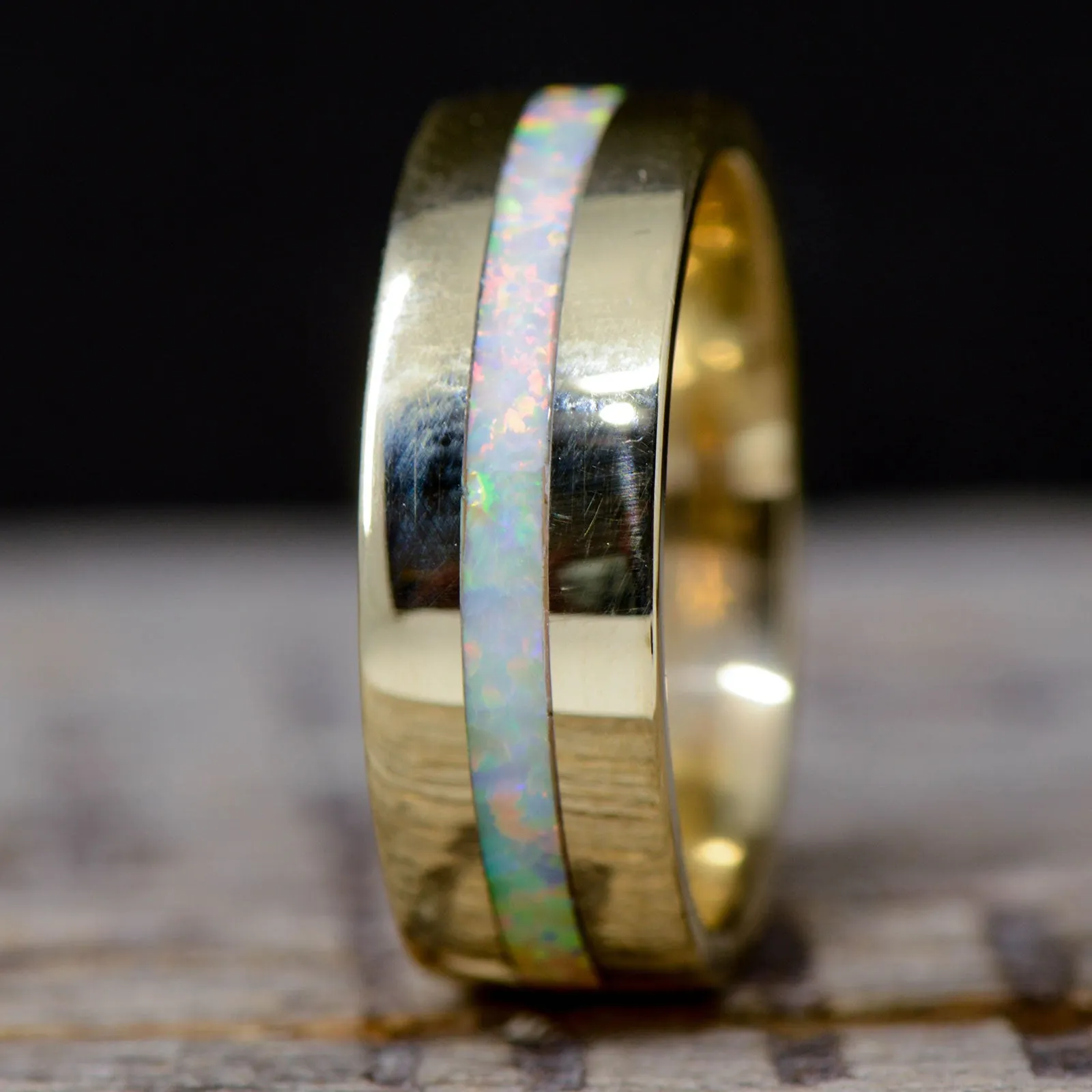 Metal, White Opal Inlay