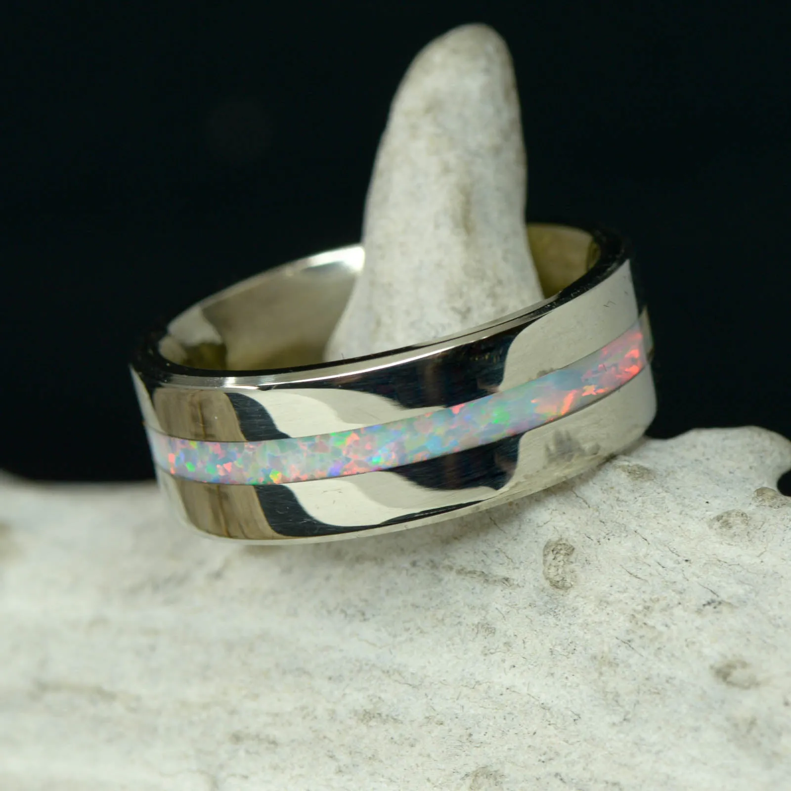 Metal, White Opal Inlay
