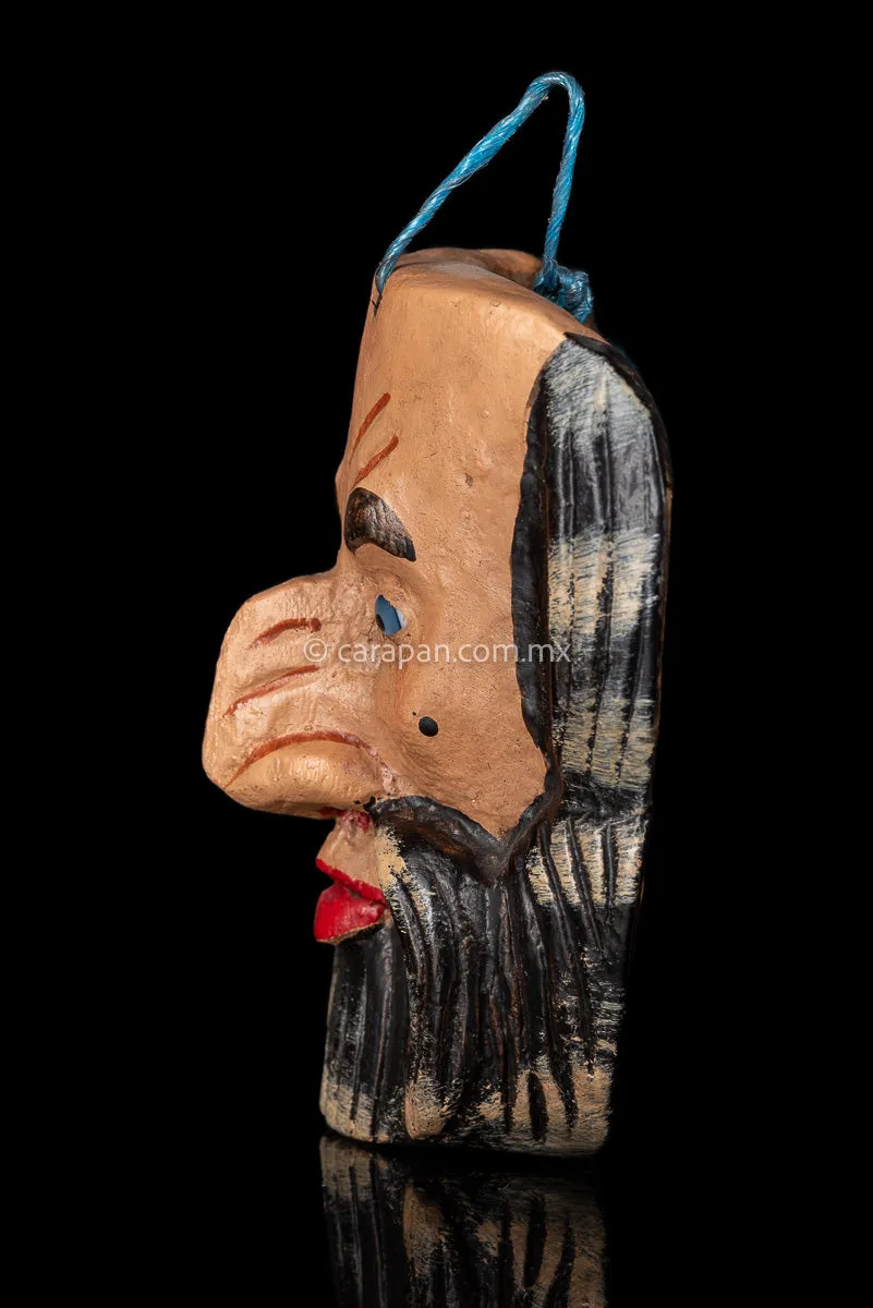 Mexican Wooden Mask Man with Beard Hand Crafted