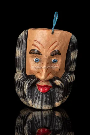 Mexican Wooden Mask Man with Beard Hand Crafted