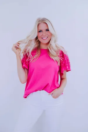 Micah Mesh Sequin Sleeve Top