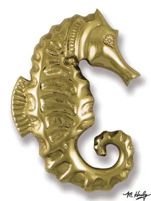 Michael Healy Door Knocker: Polished Brass Seahorse