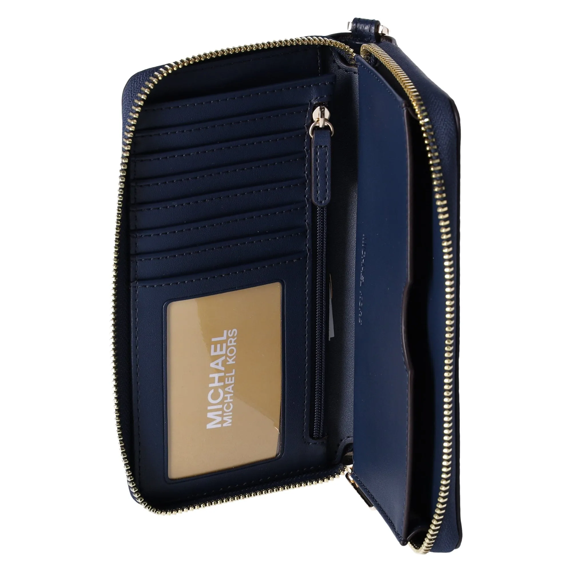 Michael Kors JetSet TravelLarge PhoneCase LeatherWallet Wristlet NavyBlue