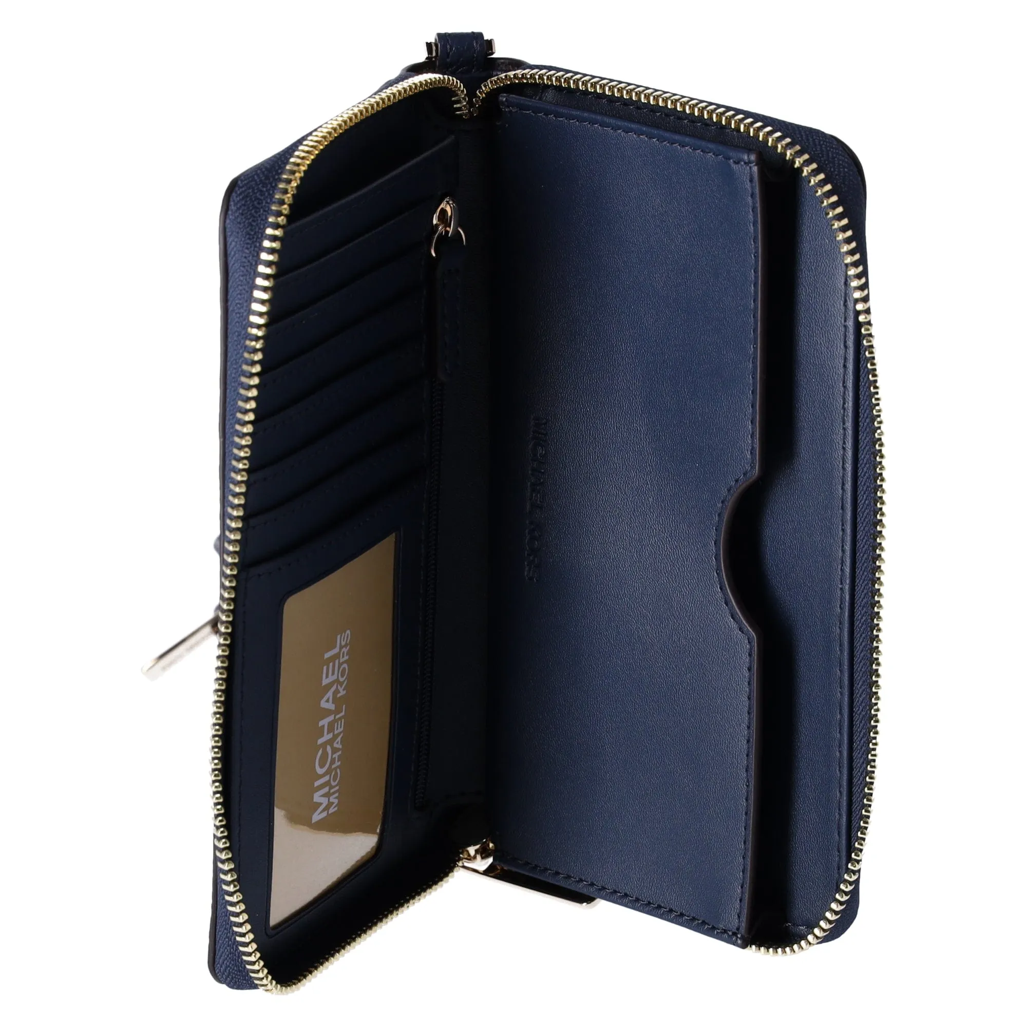 Michael Kors JetSet TravelLarge PhoneCase LeatherWallet Wristlet NavyBlue