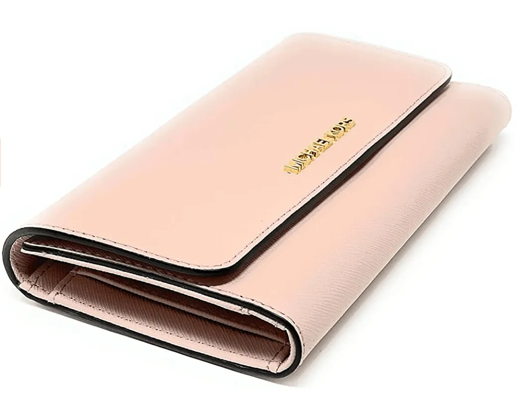 Michael Kors JetSet TravelLarge TrifoldWallet PowderBlush Pink Saffiano