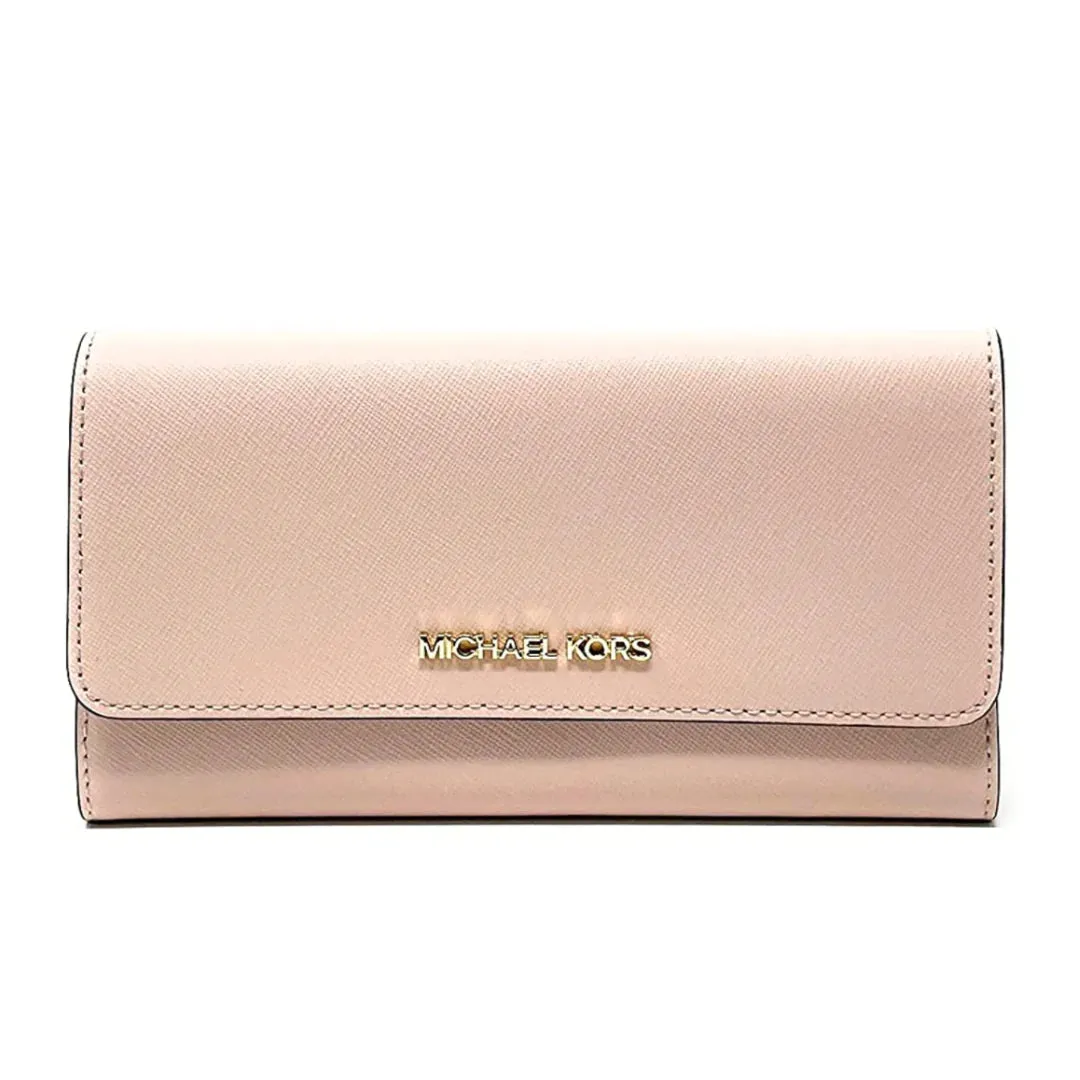 Michael Kors JetSet TravelLarge TrifoldWallet PowderBlush Pink Saffiano