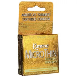 Micro Thin Ribbed Sensi Dots Condoms 3 pk ~ Kimono