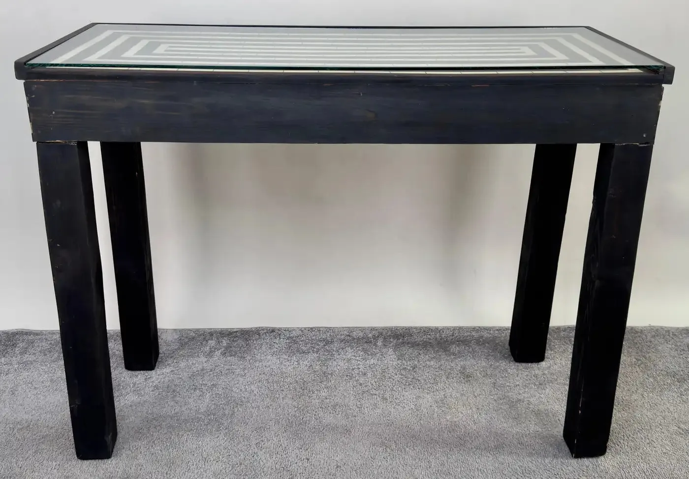Mid-Century Modern Resin Black & White Console & Mirror a Set 2 pcs