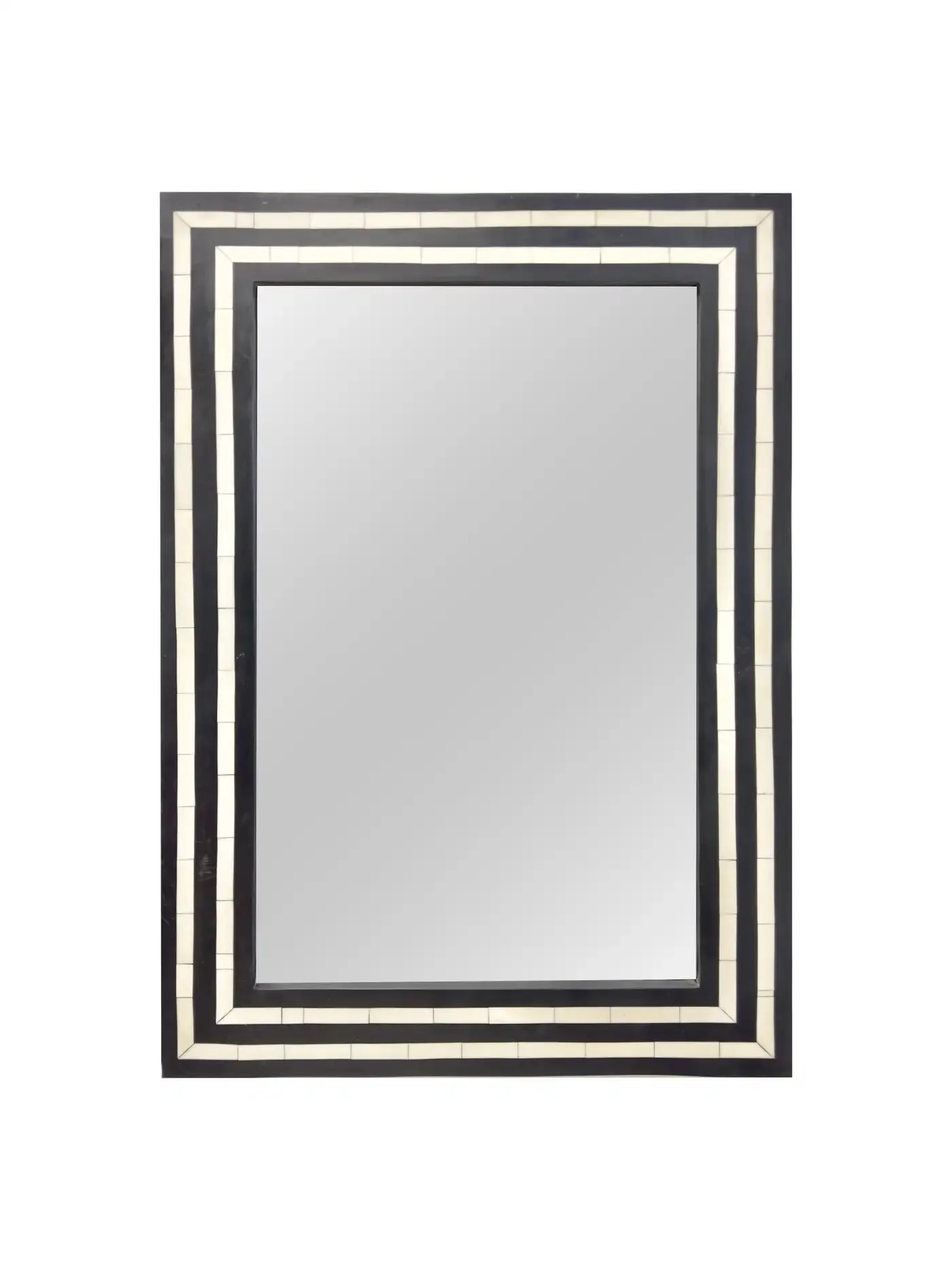 Mid-Century Modern Resin Black & White Console & Mirror a Set 2 pcs