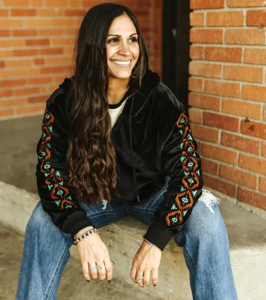 Midnight Trail velvet embroidered Zip up