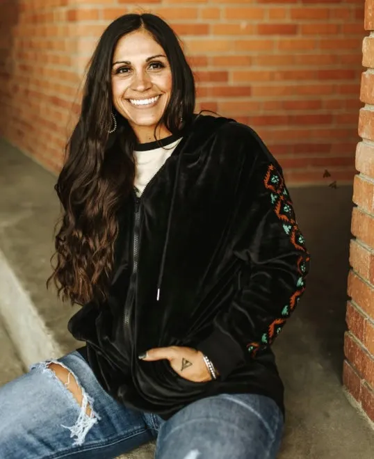 Midnight Trail velvet embroidered Zip up
