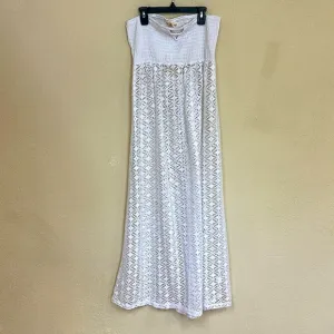Miken womans white eyelet lace maxi swim coverup dress size L