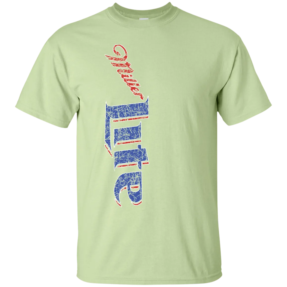 Miller Lite Beer T-Shirt Custom Designed Color Vertical Worn Pattern