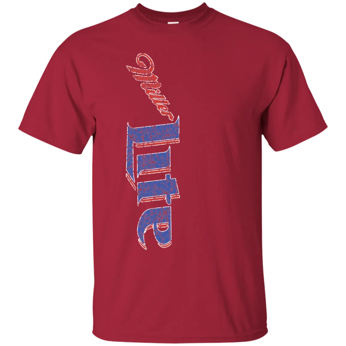 Miller Lite Beer T-Shirt Custom Designed Color Vertical Worn Pattern