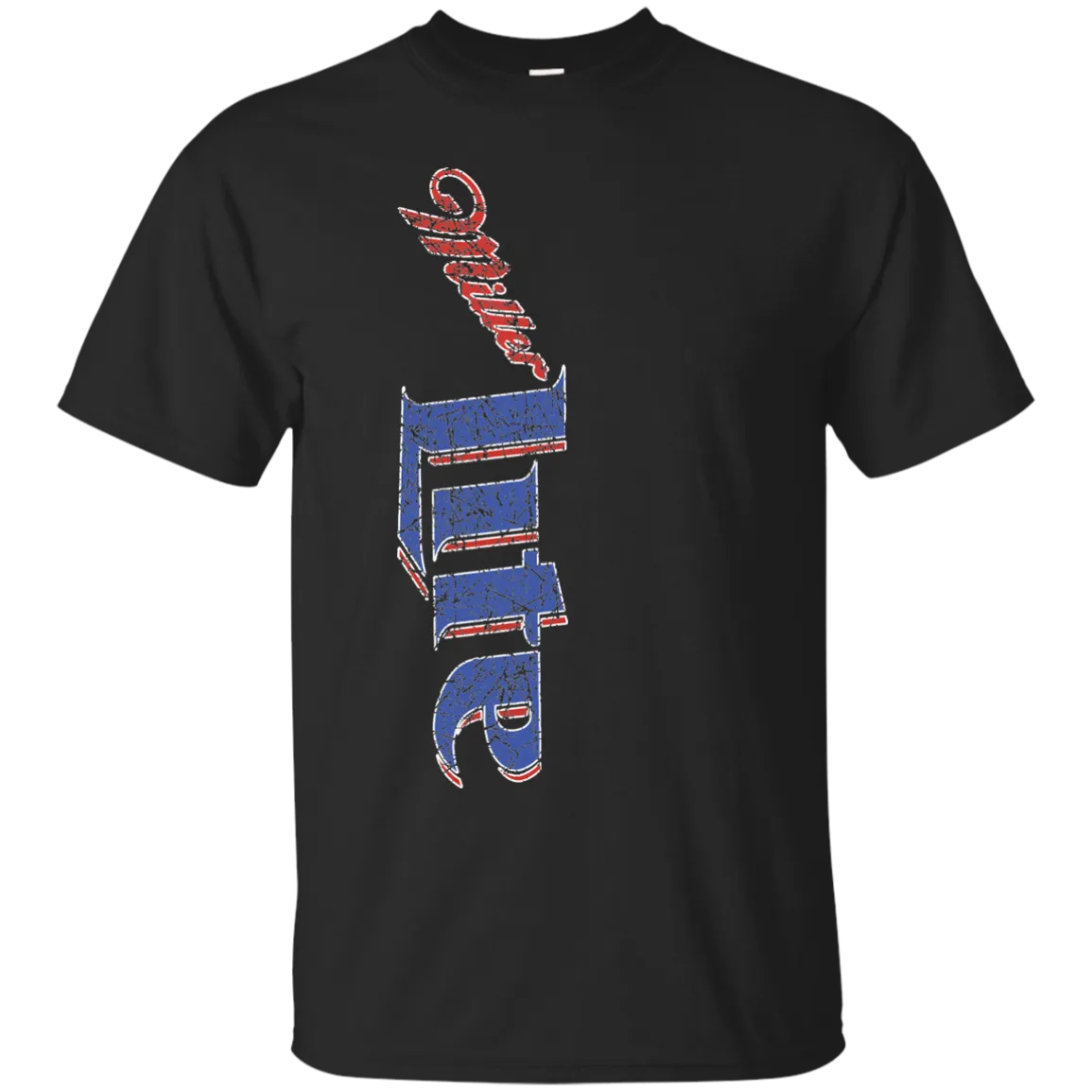 Miller Lite Beer T-Shirt Custom Designed Color Vertical Worn Pattern