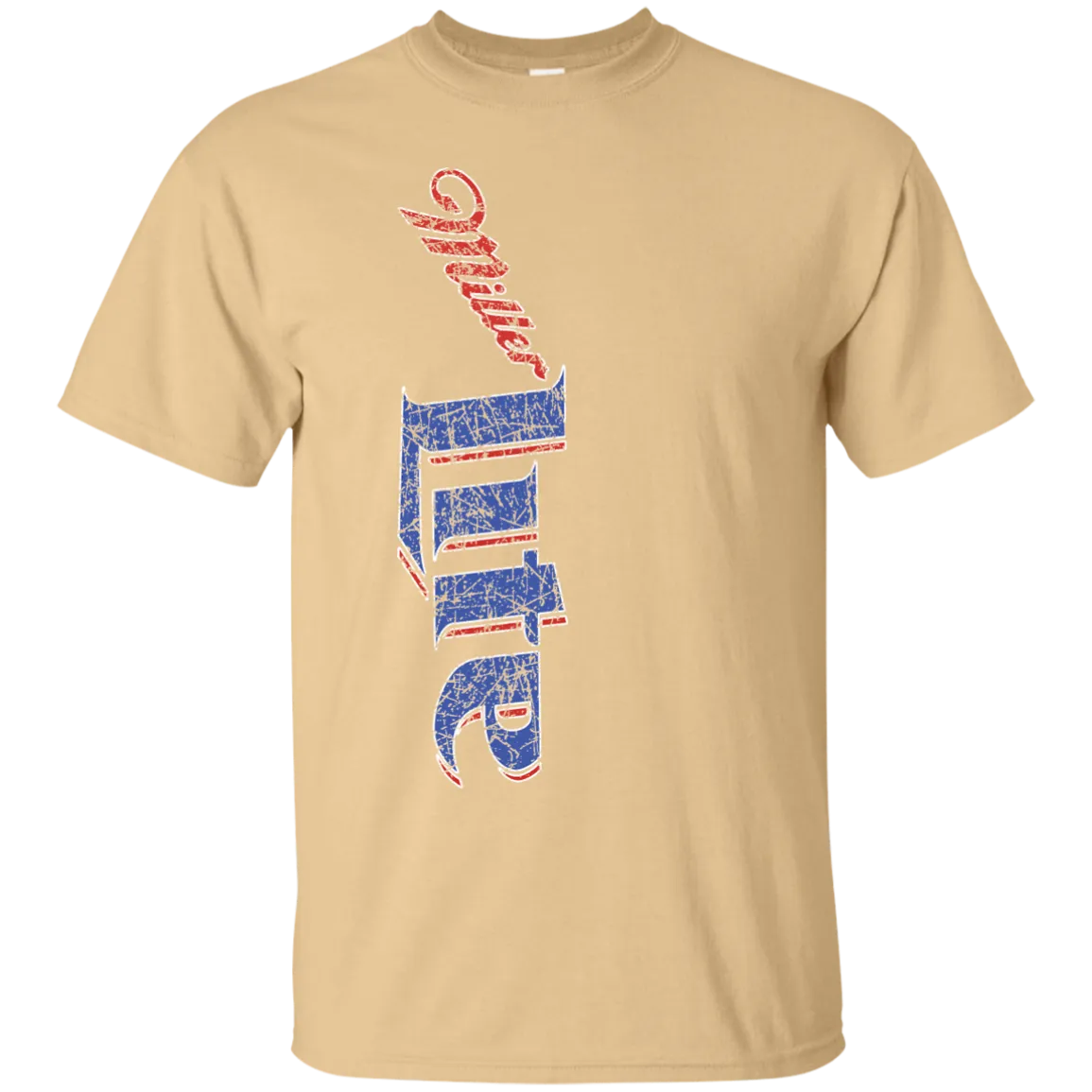Miller Lite Beer T-Shirt Custom Designed Color Vertical Worn Pattern