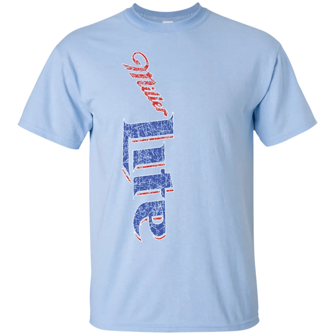 Miller Lite Beer T-Shirt Custom Designed Color Vertical Worn Pattern
