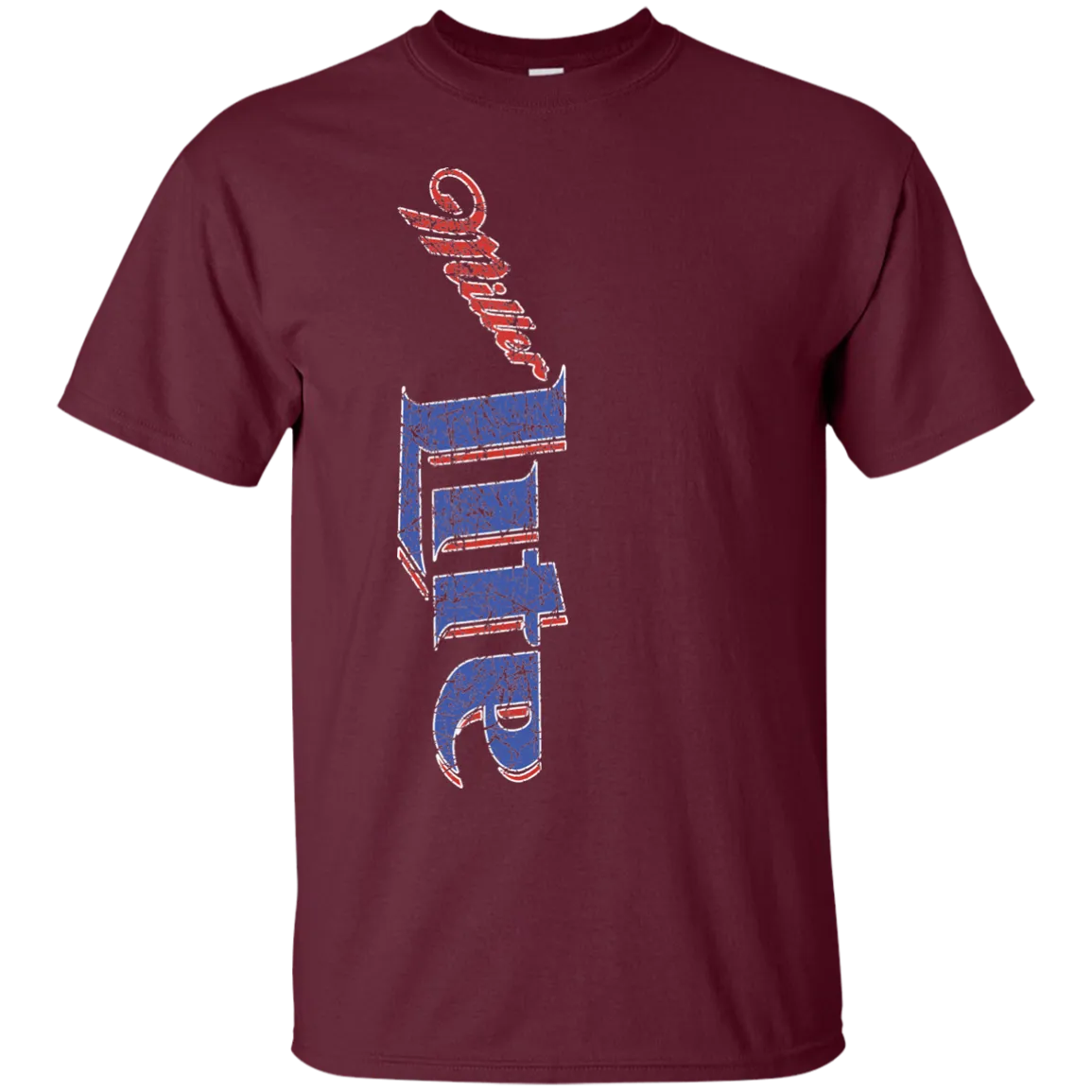 Miller Lite Beer T-Shirt Custom Designed Color Vertical Worn Pattern