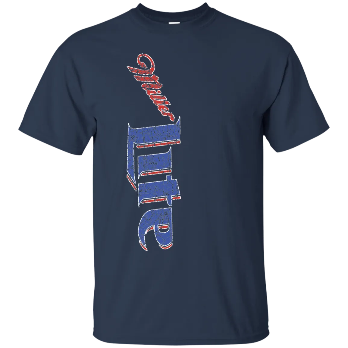 Miller Lite Beer T-Shirt Custom Designed Color Vertical Worn Pattern