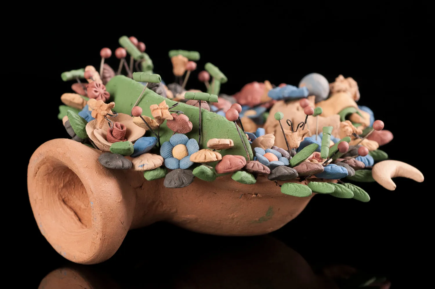 Miniatre Mexican Clay Tree of Life Nativity from Metepec