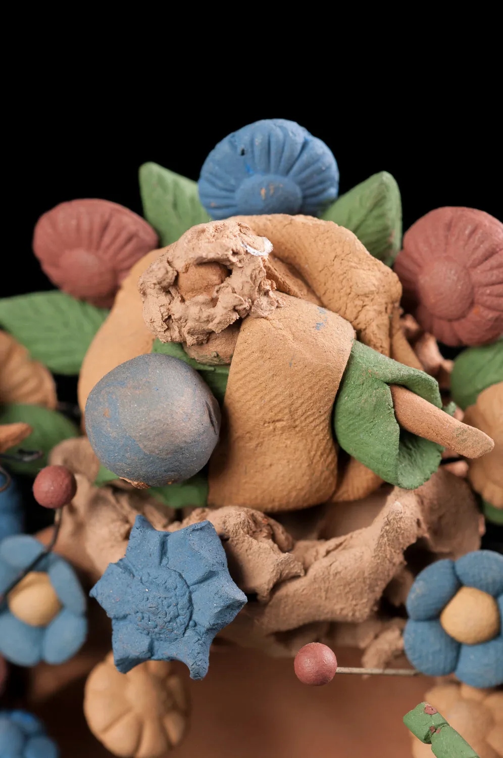 Miniatre Mexican Clay Tree of Life Nativity from Metepec