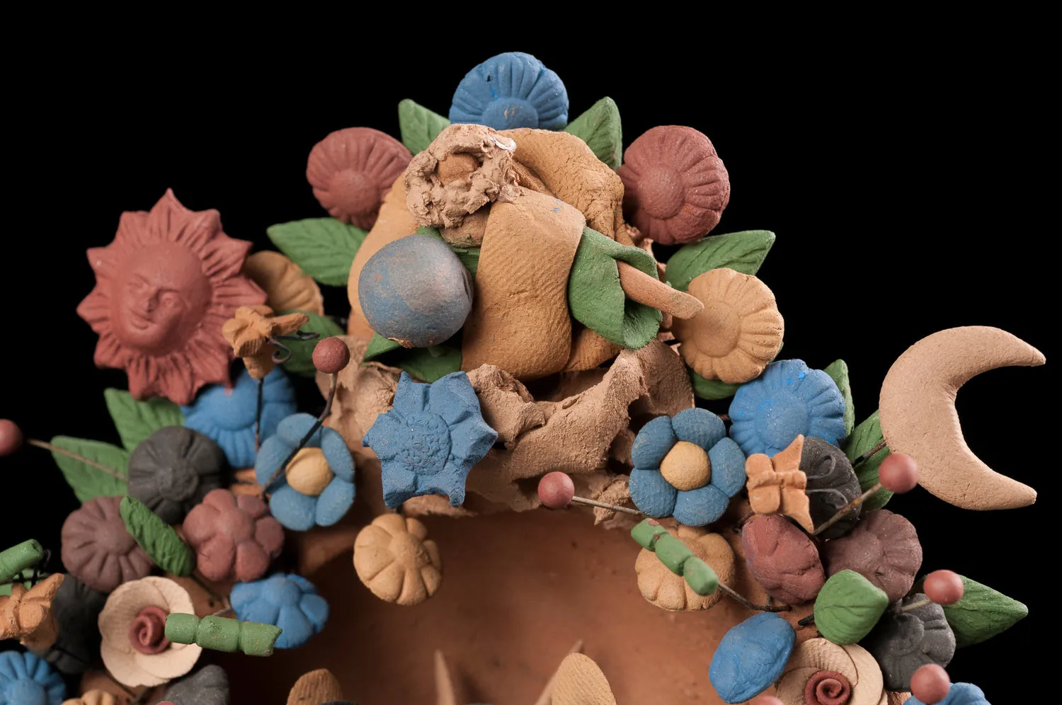 Miniatre Mexican Clay Tree of Life Nativity from Metepec