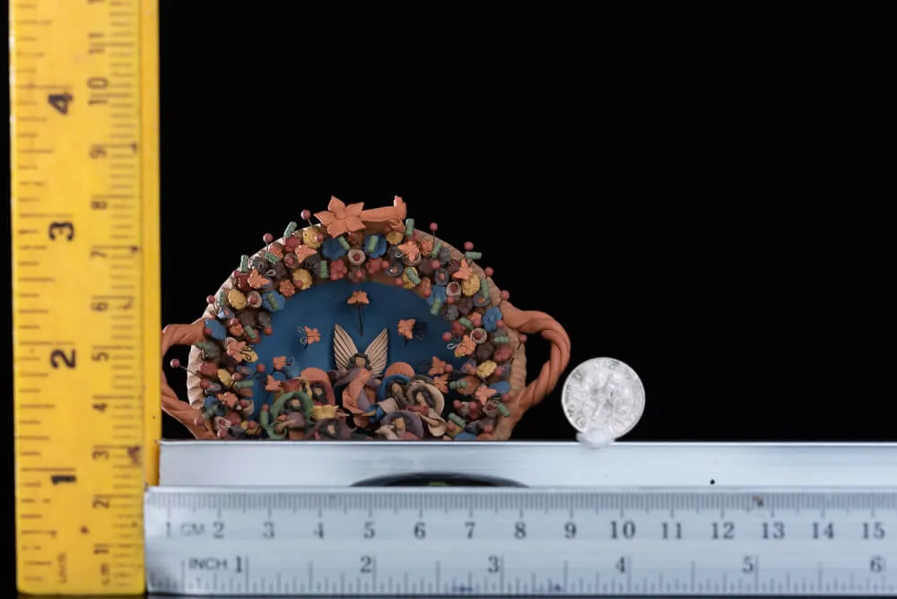 Miniature Clay Nativity in a Pot Mexican Folk Art from Metepec