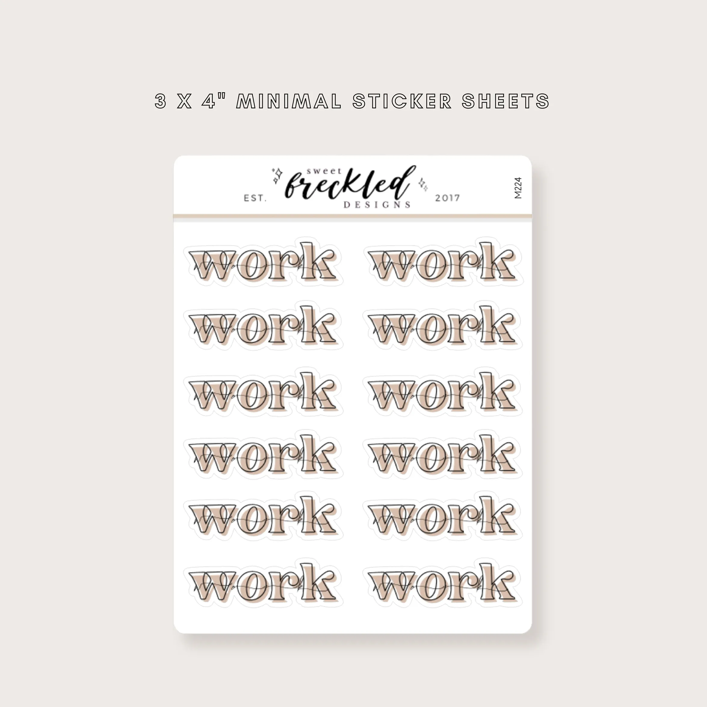 Minimal Bold "Work" Text Stickers