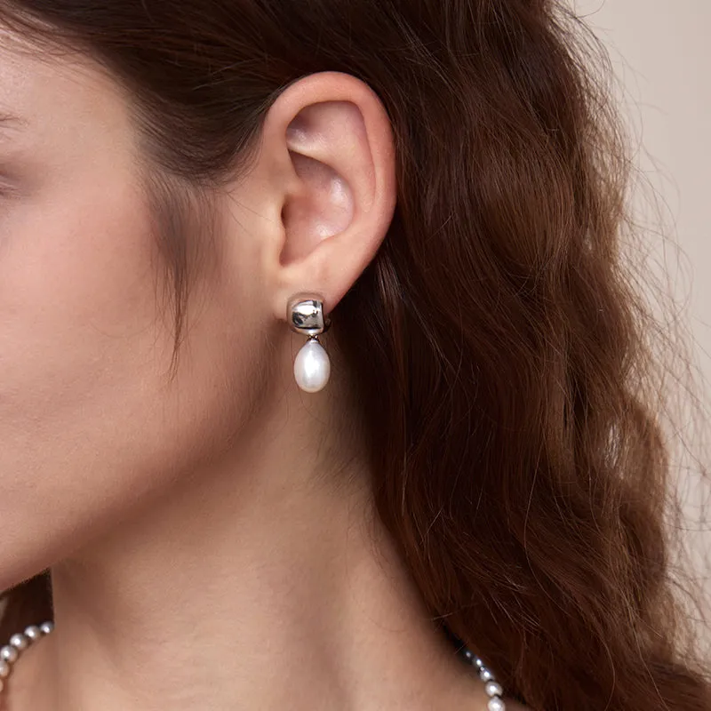 Mirror Pearl Drop Earrings