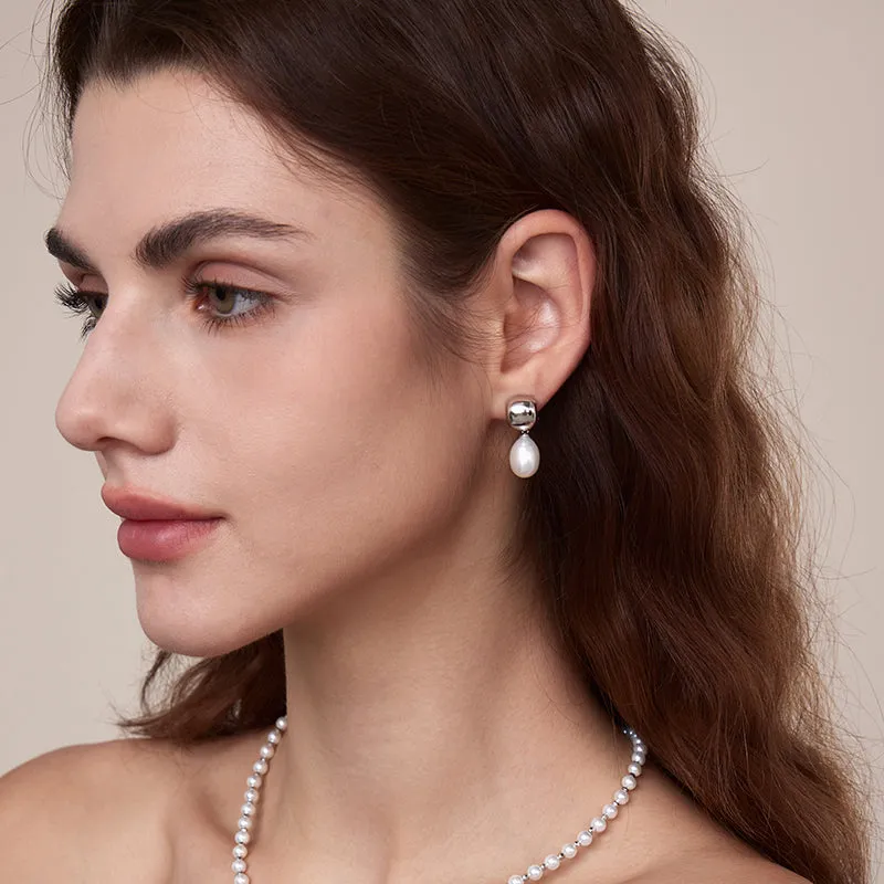 Mirror Pearl Drop Earrings