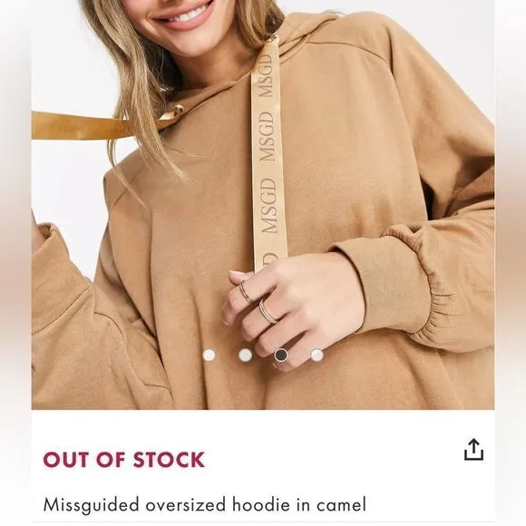 Missguided oversized hoodie in camel US 6/UK 10 , MEDIUM