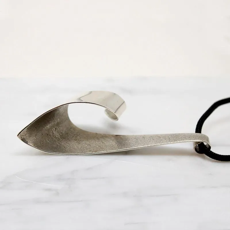 Modernist Rippling Ribbon Sterling Silver Pendant