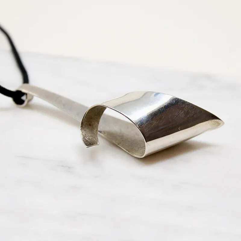 Modernist Rippling Ribbon Sterling Silver Pendant