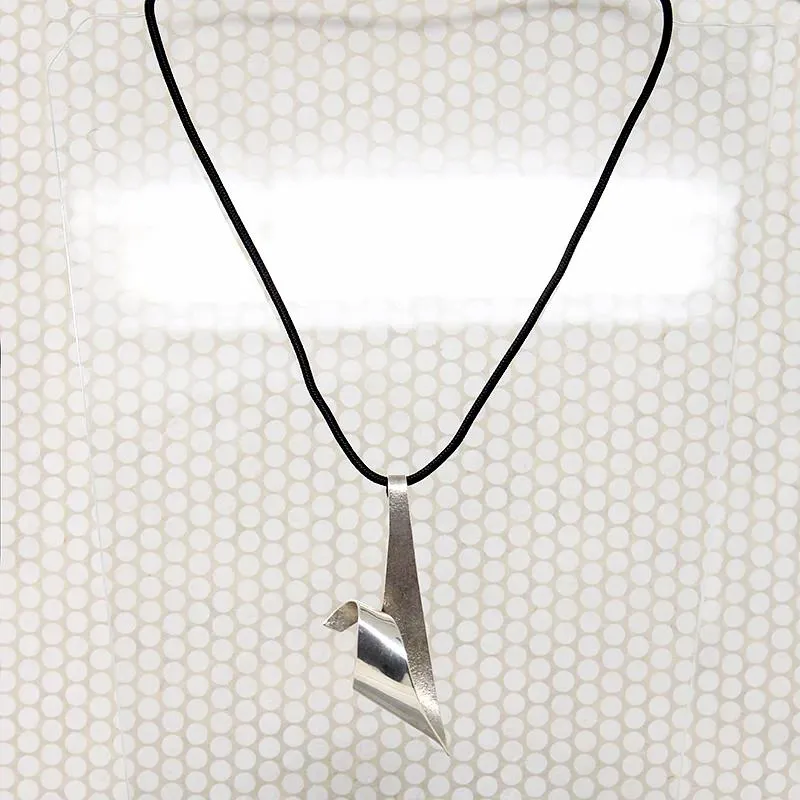 Modernist Rippling Ribbon Sterling Silver Pendant