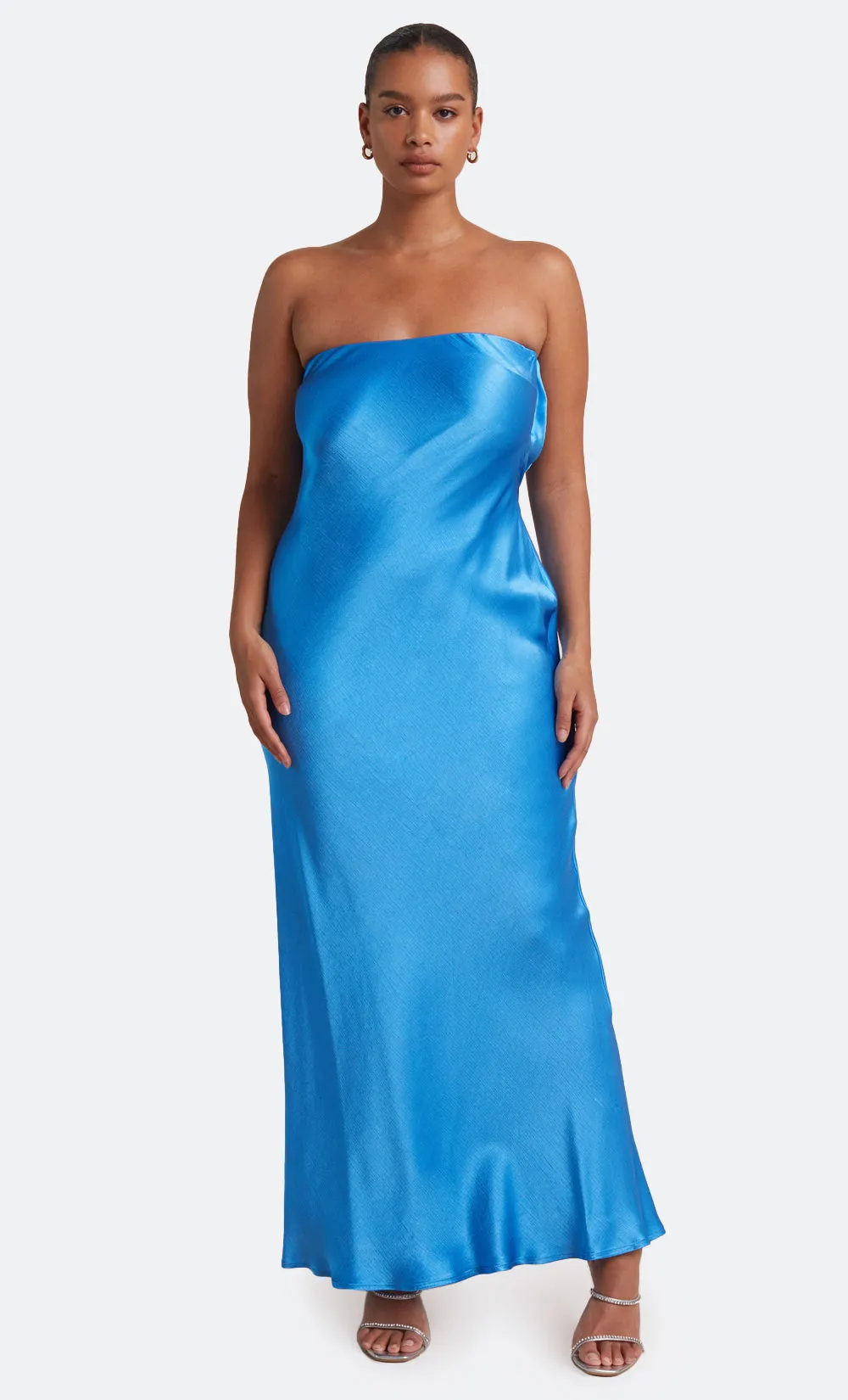 MOONDANCE STRAPLESS DRESS - MID BLUE