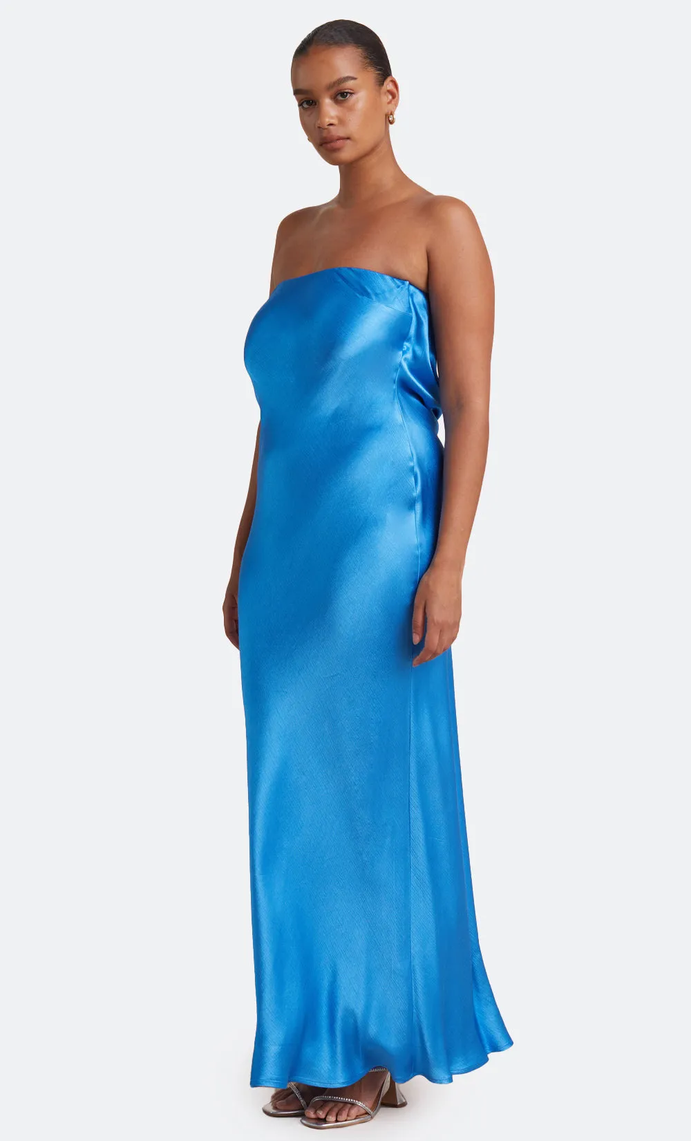 MOONDANCE STRAPLESS DRESS - MID BLUE