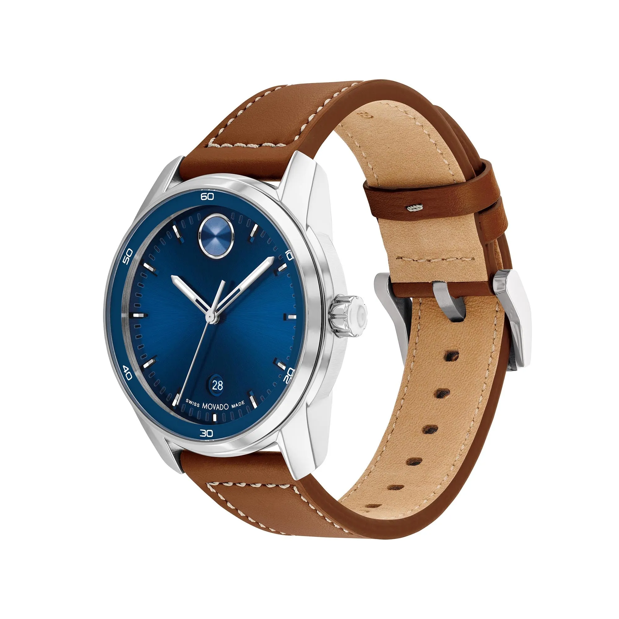 Movado Bold Men's Watch Silver Tone Case Quartz